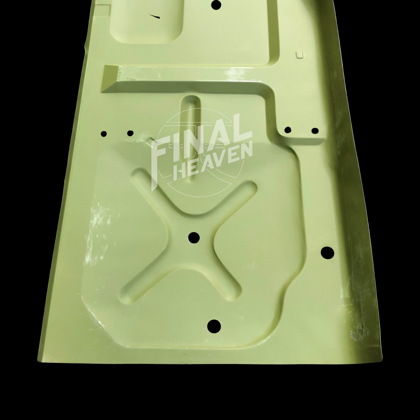 A set of floor board rust repair panels for a Datsun 510 produced by KF Vintage JDM