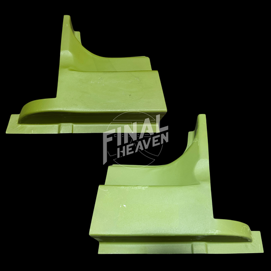 A set of front lower door jamb rust repair panels for a Datsun 510 2 door sedan or Nissan Bluebird SSS Coupe produced by KF Vintage JDM