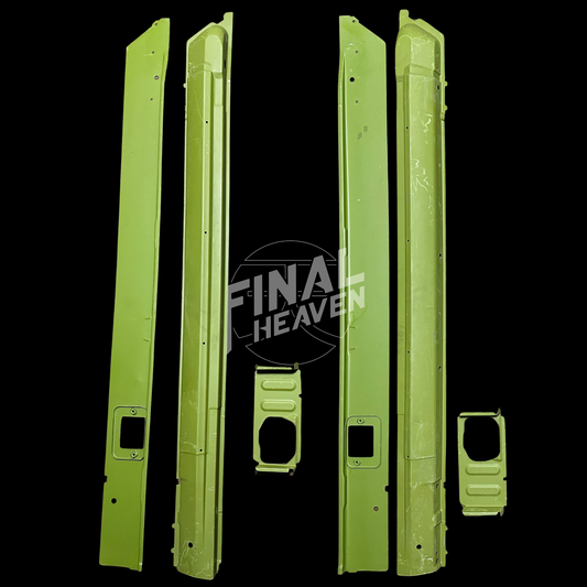 A set of Inner, Reinforcement and Outer Rocker rust repair panels for 1971-1975 Toyota Celica Coupes produced by KF Vintage JDM