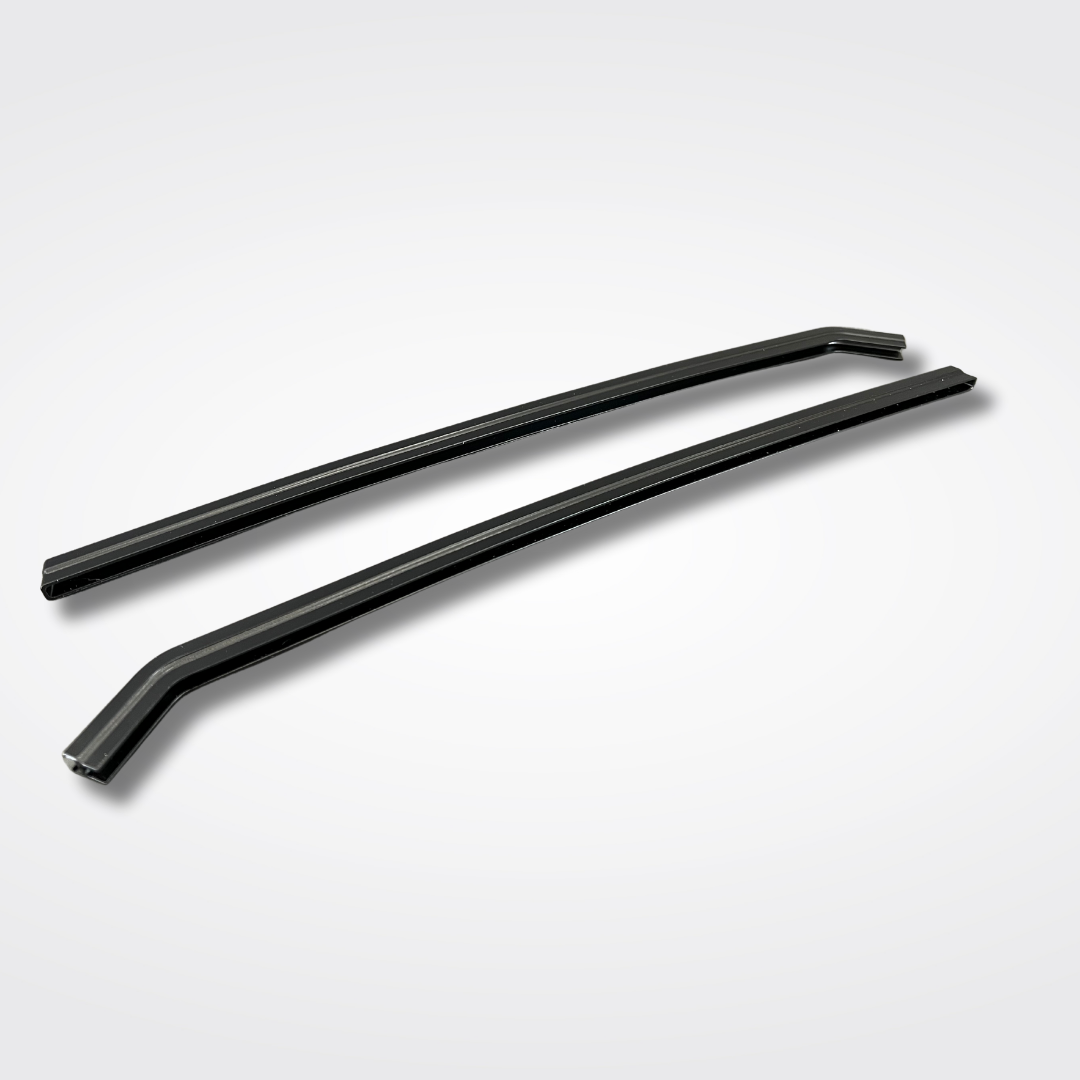 A set of rear quarter window channel stays for a KGC10 Nissan Skyline 2000GT Hakosuka produced by MSpeed