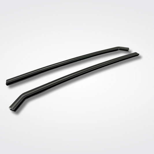 A set of rear quarter window channel stays for a KGC10 Nissan Skyline 2000GT Hakosuka produced by MSpeed