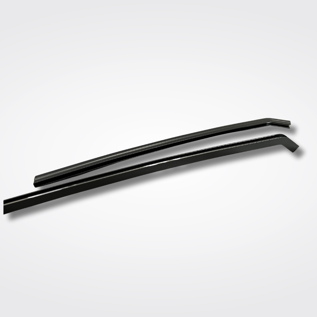 A set of rear quarter window channel stays for a KGC10 Nissan Skyline 2000GT Hakosuka produced by MSpeed