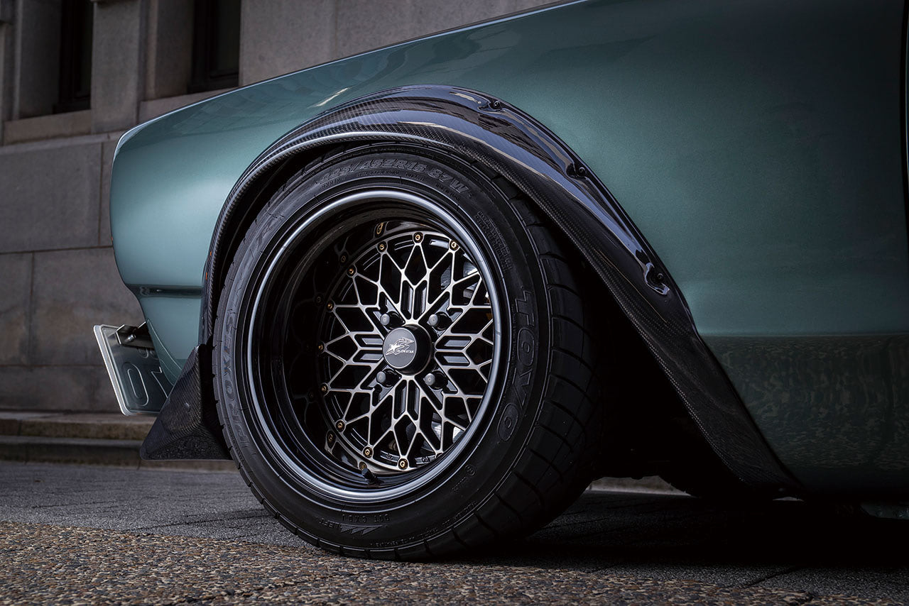 green kgc10 hakosuka star road semi works flares installed front side view