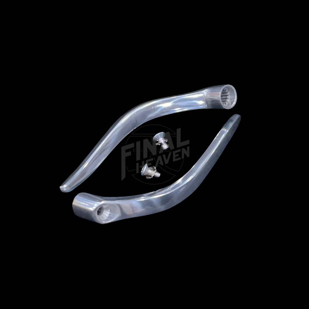A set of silver inner door handles for a KGC10 Nissan Hakosuka GTX 2Dr, including the handles themselves and mounting screws.