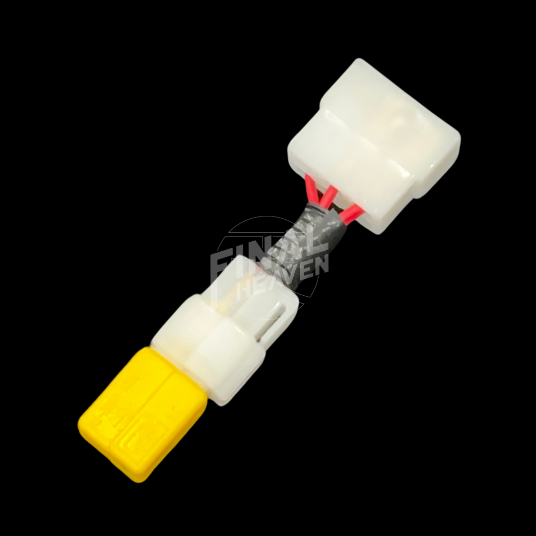 An image of an IC Harness with a white and yellow connector, designed for use with an 80A Alternator in a Hakosuka.