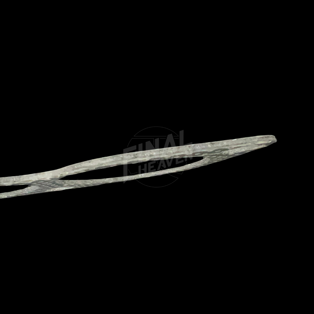 A silver engine exhaust manifold gasket for an L28 powered car such as a Nissan Skyline KGC10 Hakosuka