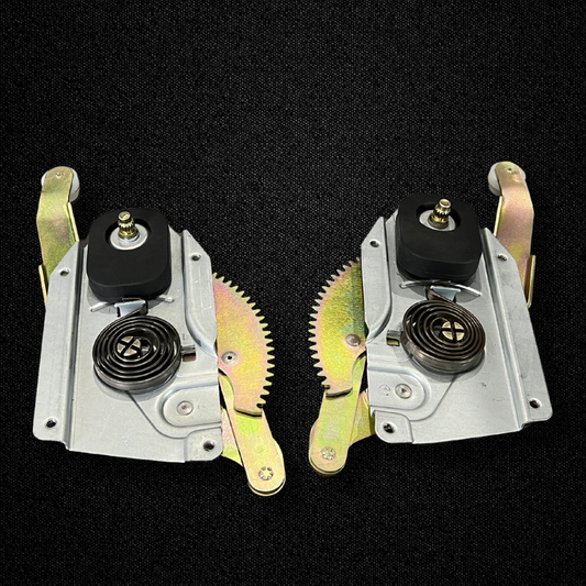 A set of rear manual window regulators for a KGC10 Nissan Skyline 2000GT Hakosuka produced by MSpeed