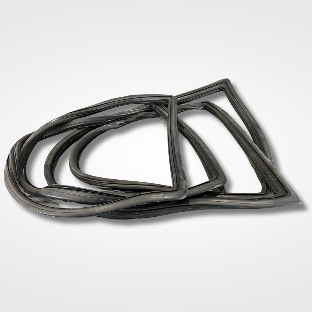 A set of front and rear windshield weatherstrips for a KPGC10 Nissan Skyline 2000GT Hakosuka produced by MSpeed