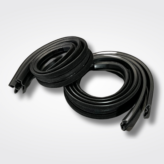 A set of window channels for a KGC10 Nissan Skyline 2000GT Hakosuka produced by MSpeed