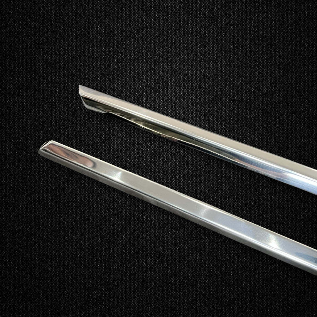 A set of window squeegee moldings for a KGC10 Nissan Skyline 2000GT Hakosuka produced by MSpeed