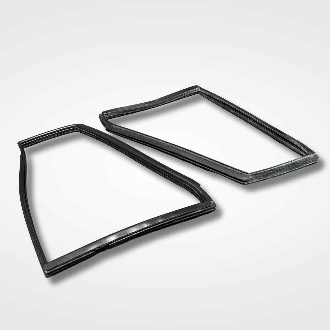A set of rear quarter window weatherstrips for a GC10 Nissan Skyline 2000GT Hakosuka produced by MSpeed