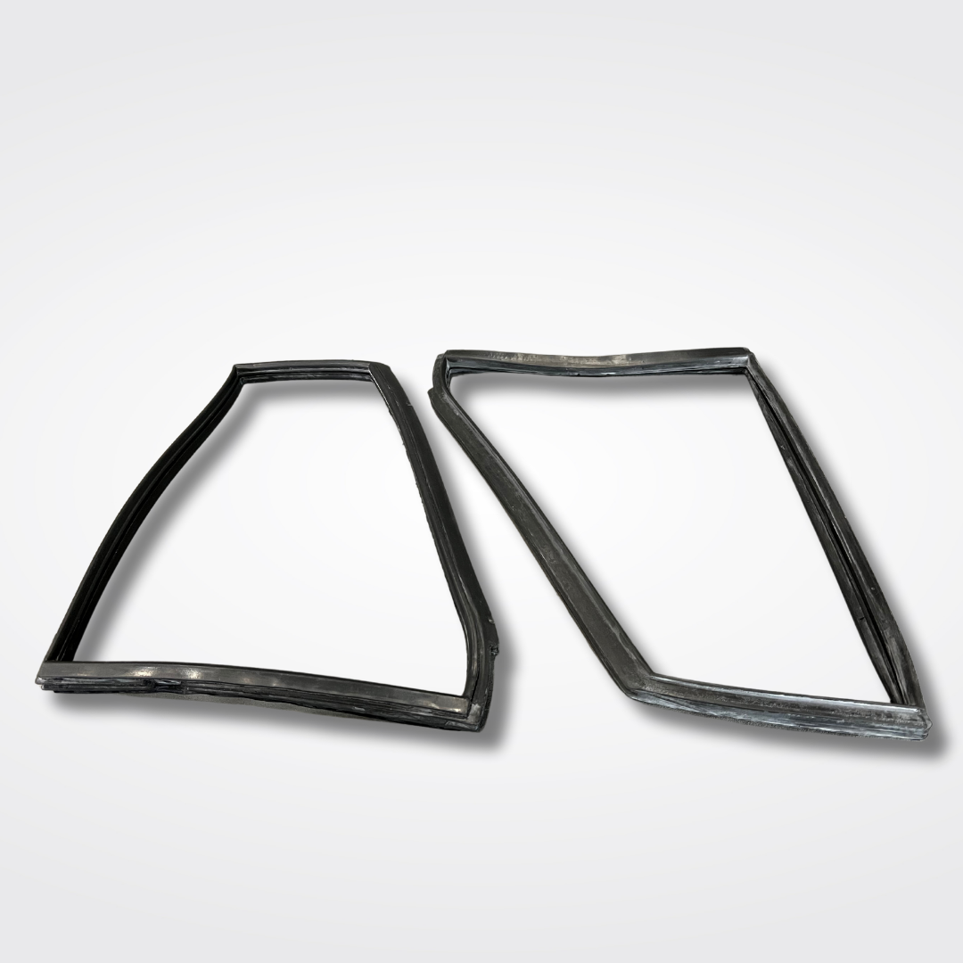 A set of rear quarter window weatherstrips for a GC10 Nissan Skyline 2000GT Hakosuka produced by MSpeed