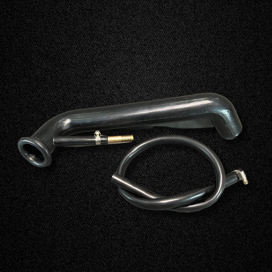 A rubber fuel filler neck for a KGC10 Nissan Skyline 2000GT Hakosuka produced by MSpeed