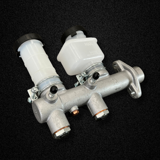 A 7/8 inch brake master cylinder for a KGC10 Nissan Skyline 2000GT Hakosuka produced by MSpeed