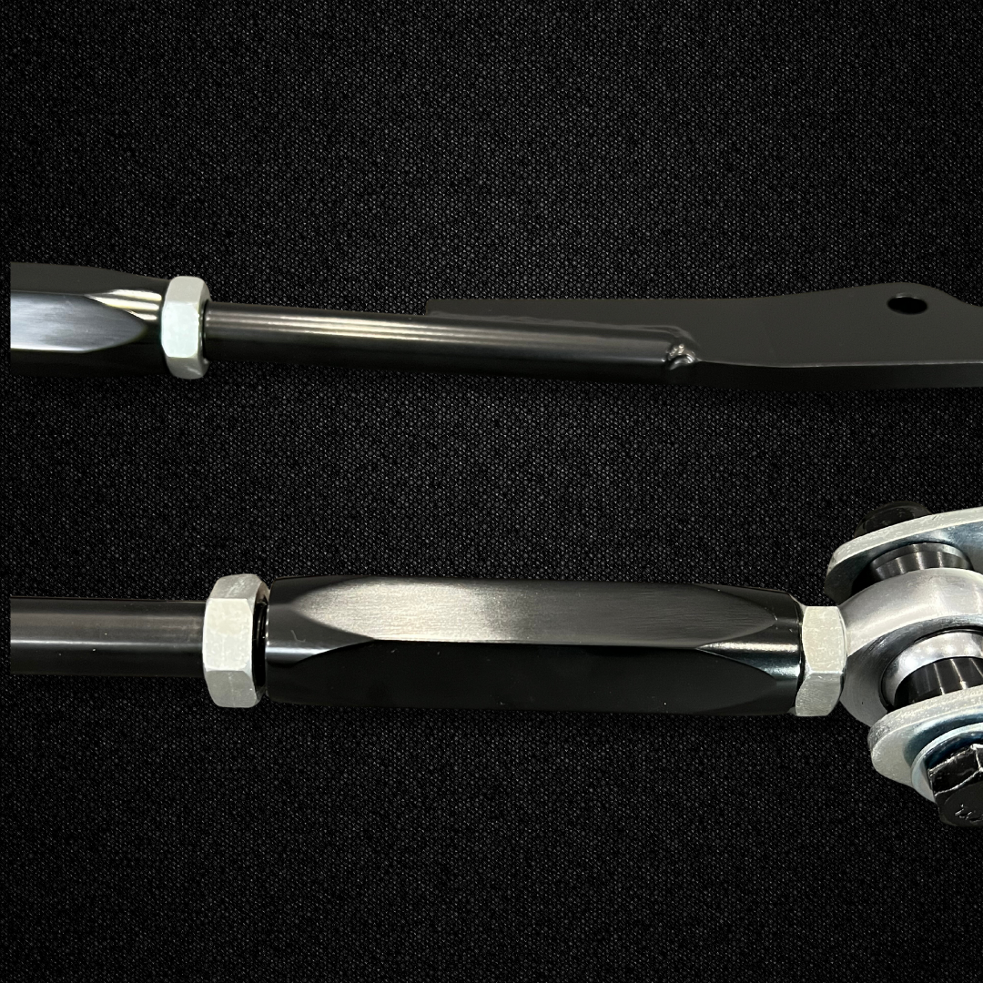 A set of adjustable pillow tension rods for a KGC10 Nissan Skyline 2000GT Hakosuka produced by MSpeed