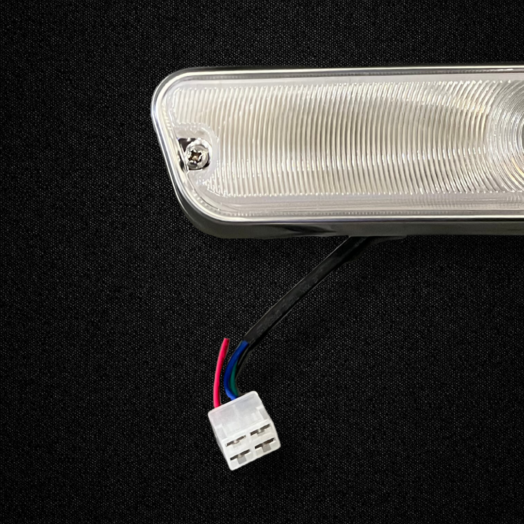 A set of 1969 style front turn signals for a GC10 Nissan Skyline 2000GT Hakosuka produced by MSpeed