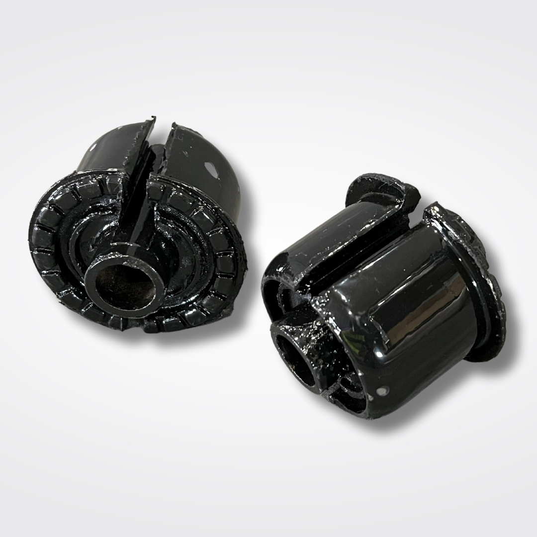 A differential carrier bushing set for a KGC10 Nissan Skyline 2000GT Hakosuka produced by MSpeed