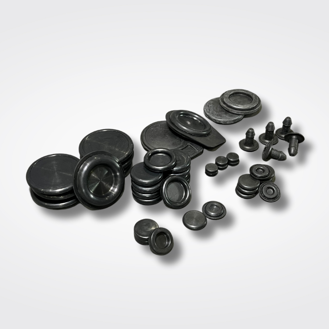 A set of rubber floor plugs for a KGC10 Nissan Skyline 2000GT Hakosuka produced by MSpeed