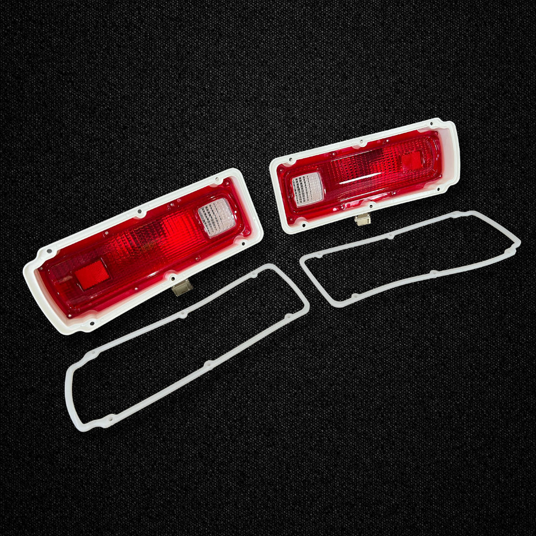 A set of tail light units for a 1970 GC10 Nissan Skyline 2000GT Hakosuka produced by MSpeed