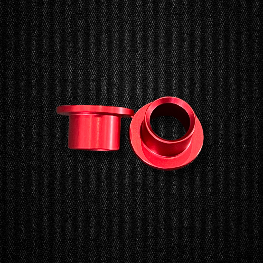 A set of aluminum transmission bushings for a KGC10 Nissan Skyline 2000GT Hakosuka produced by MSpeed