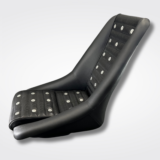 A Datsun sports bucket seat for a KGC10 Nissan Skyline 2000GT Hakosuka produced by MSpeed