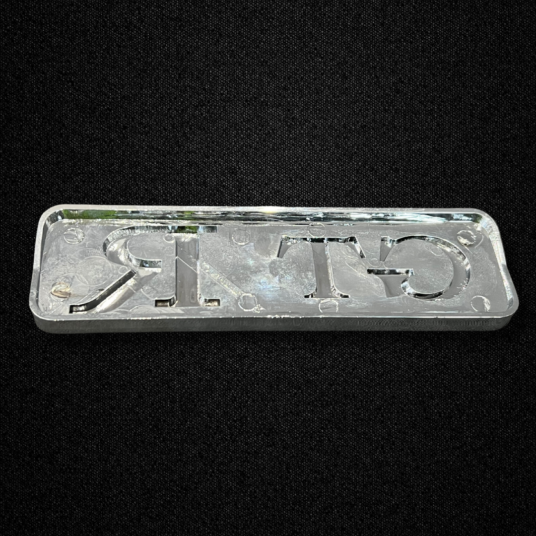 A GTR Rear Emblem for an early PGC10 Nissan Skyline 2000GT Hakosuka produced by MSpeed