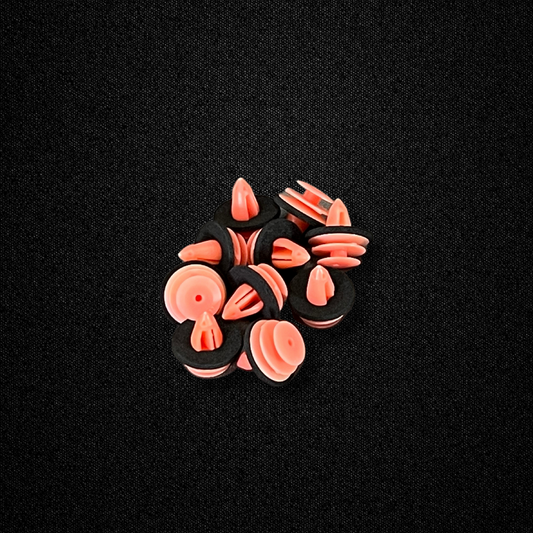 A set of ten interior panel clips for a KGC10 Nissan Skyline 2000GT Hakosuka produced by MSpeed