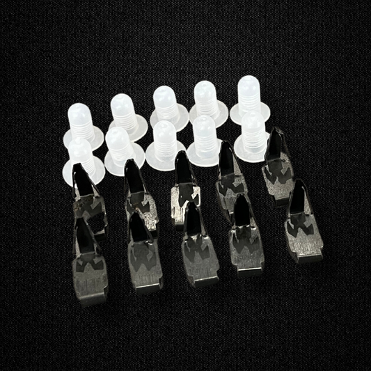 A set of ten interior panel clips for a GC10 Nissan Skyline 2000GT Hakosuka produced by MSpeed