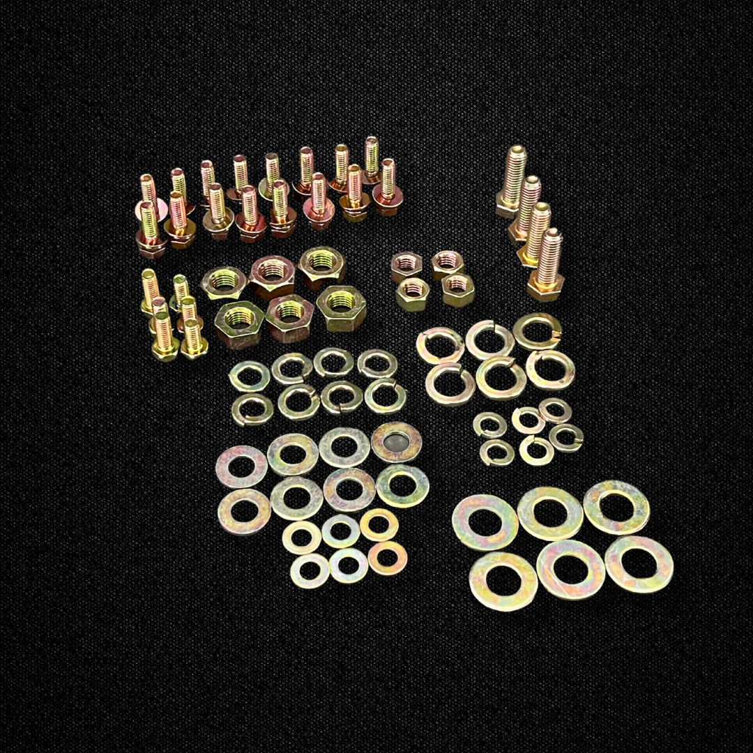 A set of engine bay bolts for a KGC10 Nissan Skyline 2000GT Hakosuka produced by MSpeed