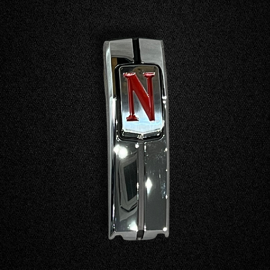 A front grille emblem for a late KGC10 Nissan Skyline 2000GT Hakosuka produced by MSpeed