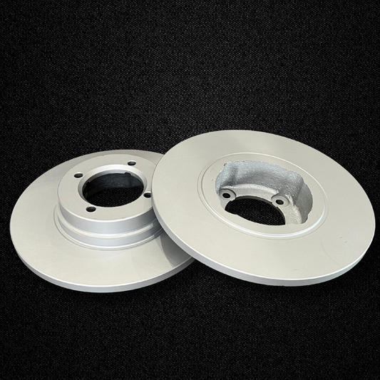A set of genuine type brake rotors for a KGC10 Nissan Skyline 2000GT Hakosuka produced by MSpeed