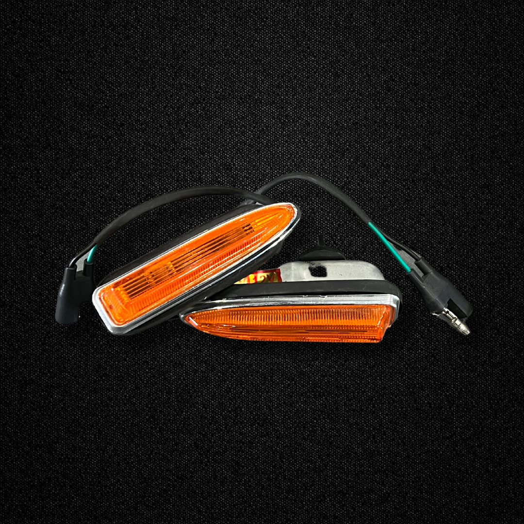 A set of side markers for a KGC10 Nissan Skyline 2000GT Hakosuka produced by MSpeed