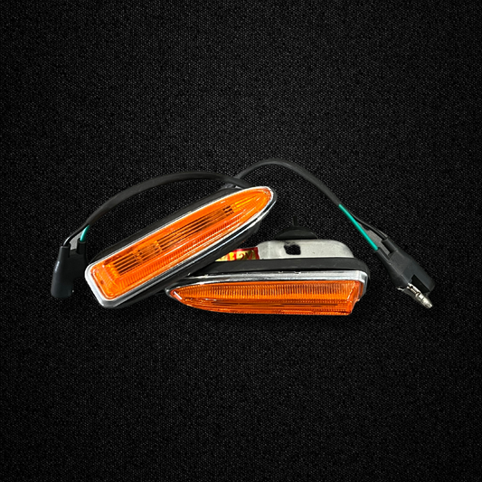 A set of side markers for a KGC10 Nissan Skyline 2000GT Hakosuka produced by MSpeed