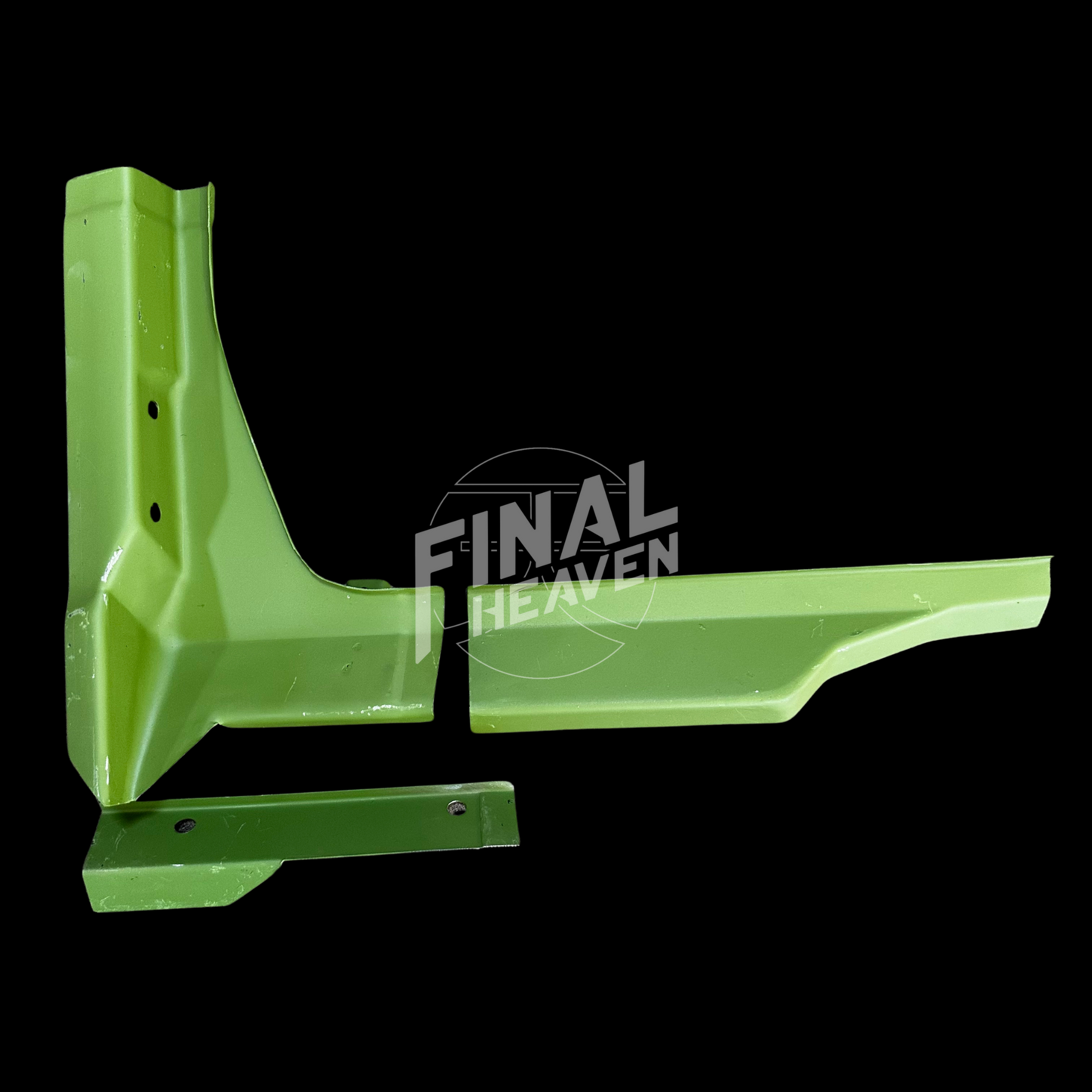 This is a set of rear hatch lower corner restoration / rust repair panels for a Datsun 240Z produced by KF Vintage JDM