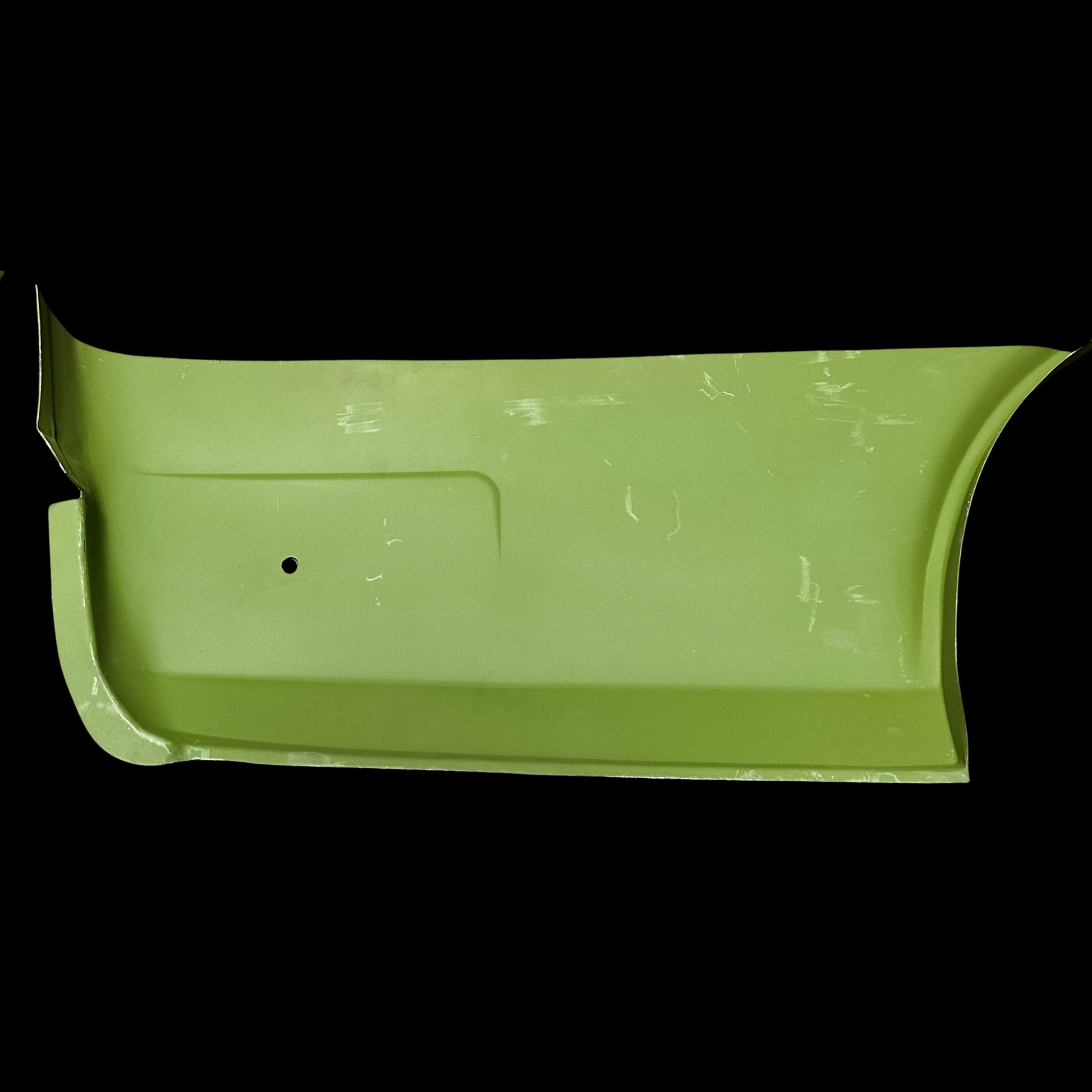 A set of rear bumper side outer rust repair panels for a Datsun 510 2 door sedan or Nissan Bluebird SSS Coupe produced by KF Vintage JDM