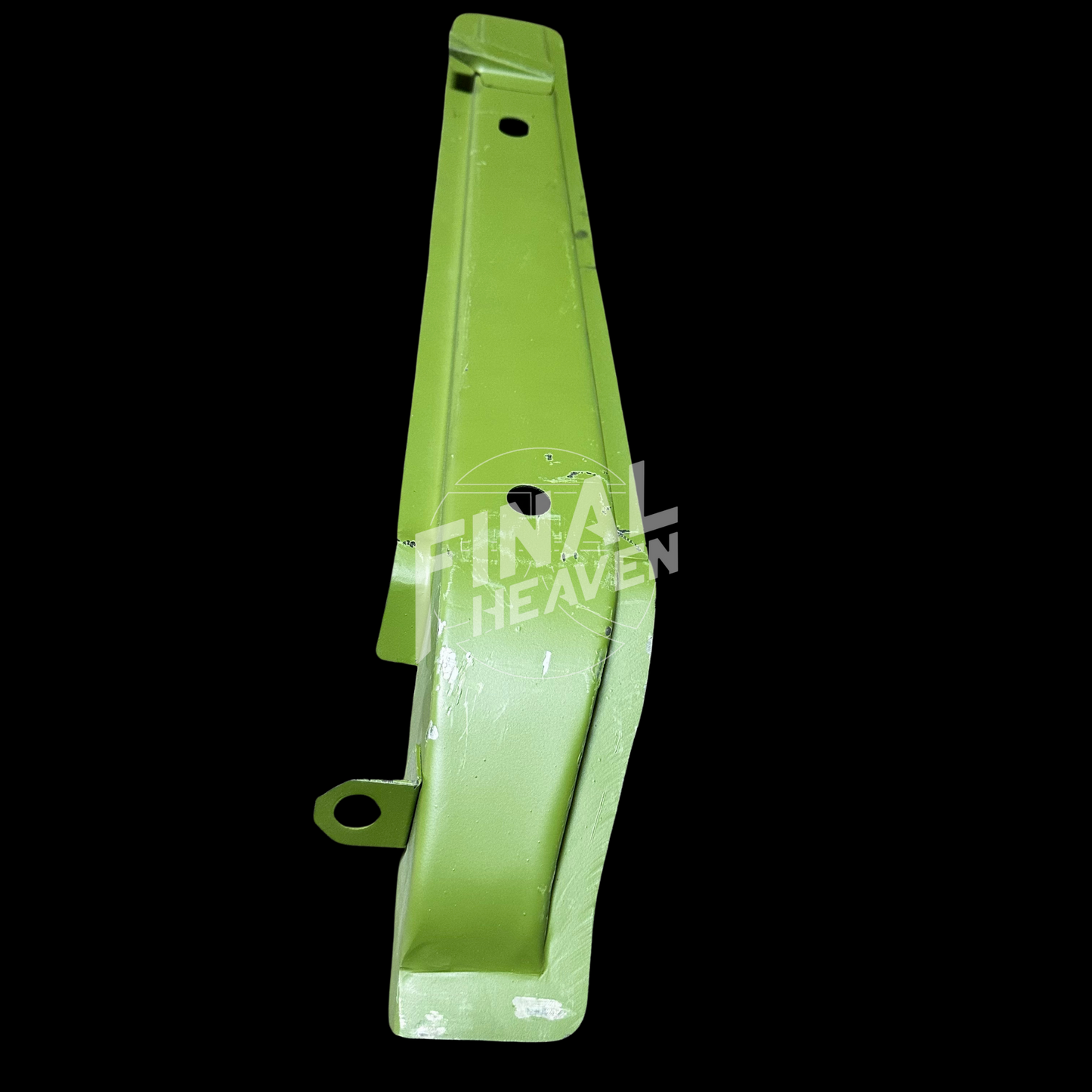 A set of rear frame rail rust repair panels for a Datsun 510 2 door sedan or Nissan Bluebird SSS Coupe produced by KF Vintage JDM