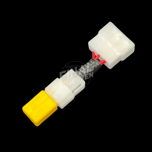 An image of an IC Harness with a white and yellow connector, designed for use with an 80A Alternator in a Hakosuka back