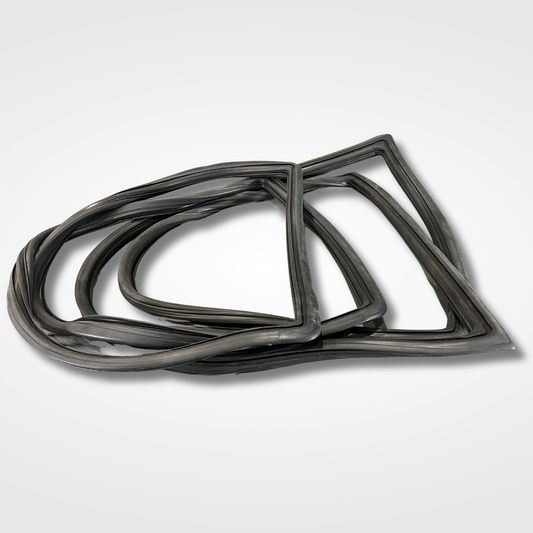 A set of front and rear windshield weatherstrips for a KPGC10 Nissan Skyline 2000GT Hakosuka produced by MSpeed