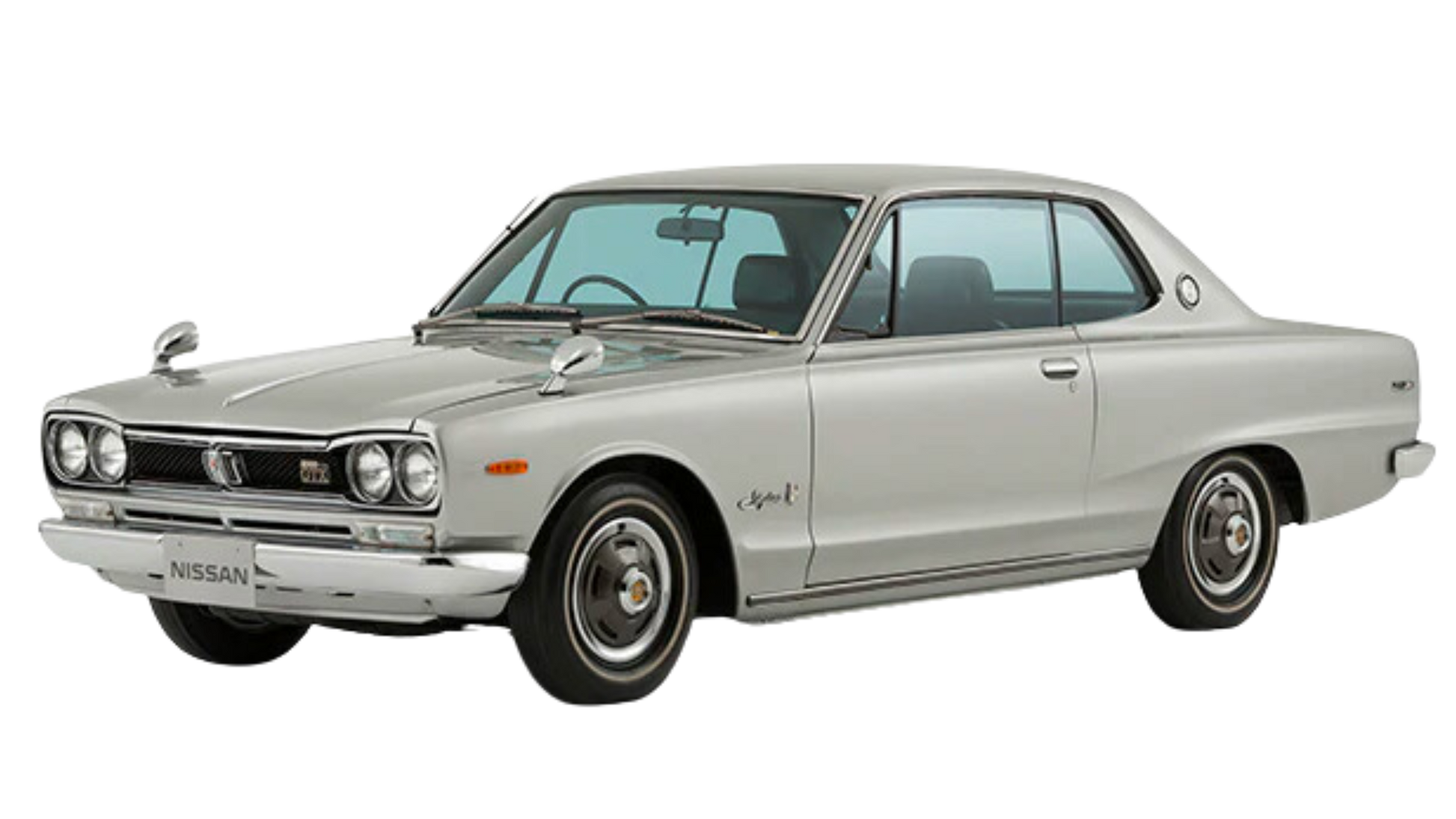 A 1971 or 1972 KGC10 Nissan Skyline 2000GT also known as a Hakosuka