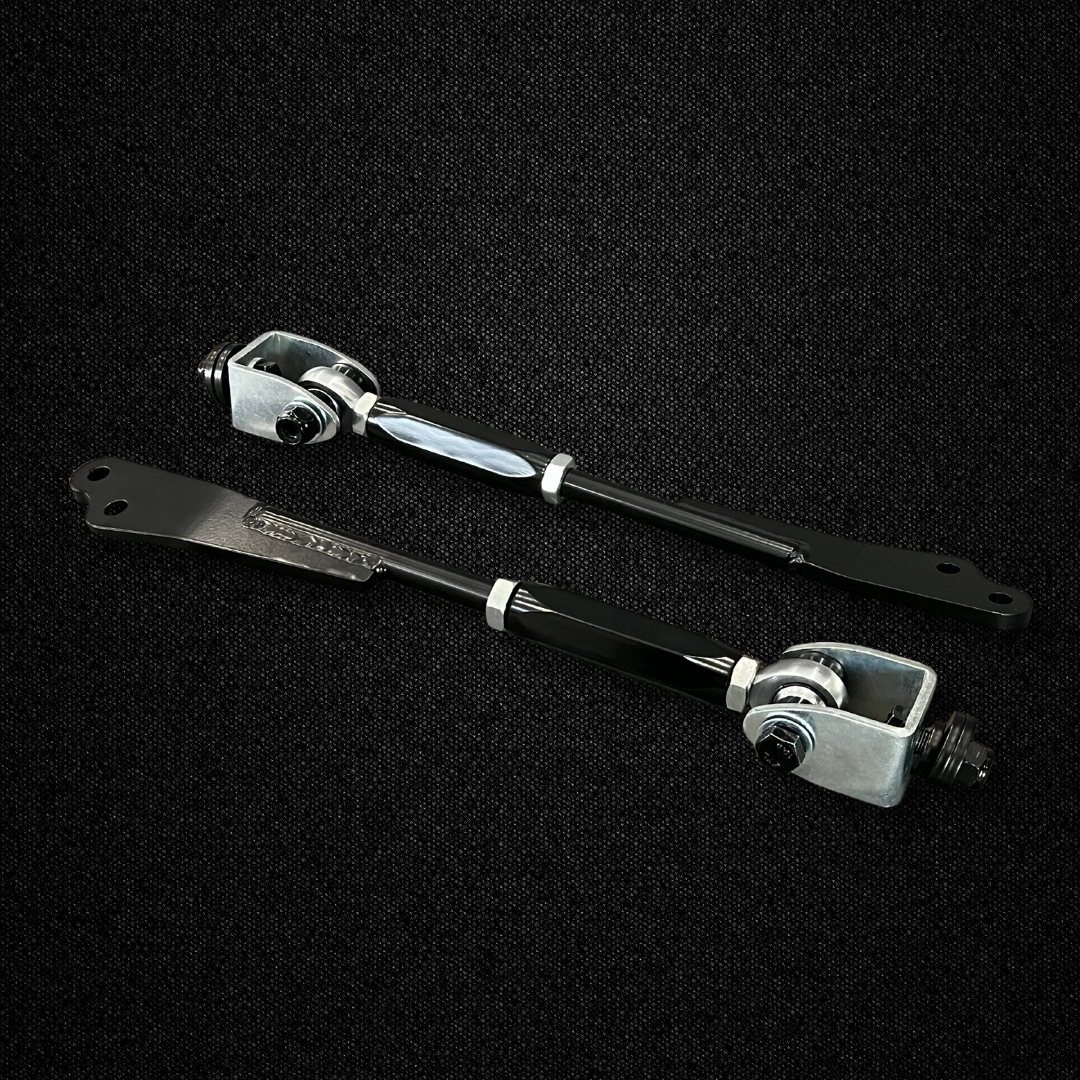 A set of adjustable pillow tension rods for a KGC10 Nissan Skyline 2000GT Hakosuka produced by MSpeed