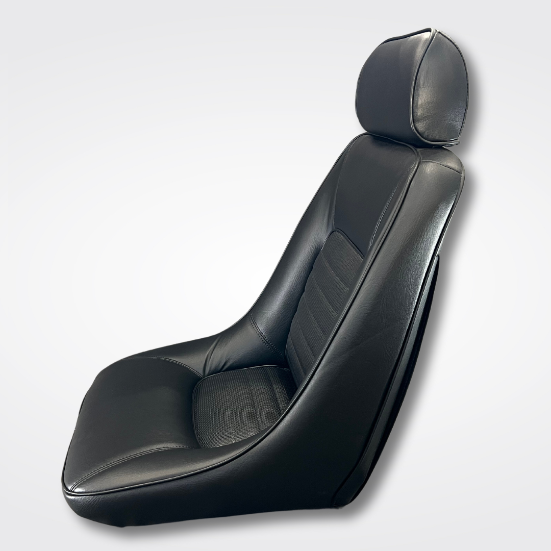 A GT-R replica front seat for a KPGC10 Nissan Skyline 2000GT Hakosuka produced by MSpeed