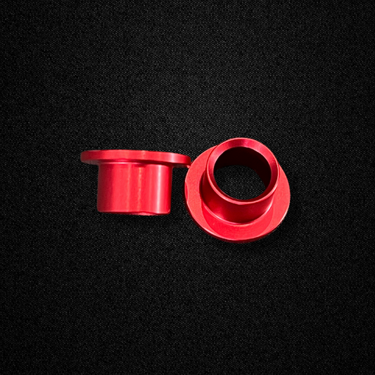 A set of aluminum transmission bushings for a KGC10 Nissan Skyline 2000GT Hakosuka produced by MSpeed