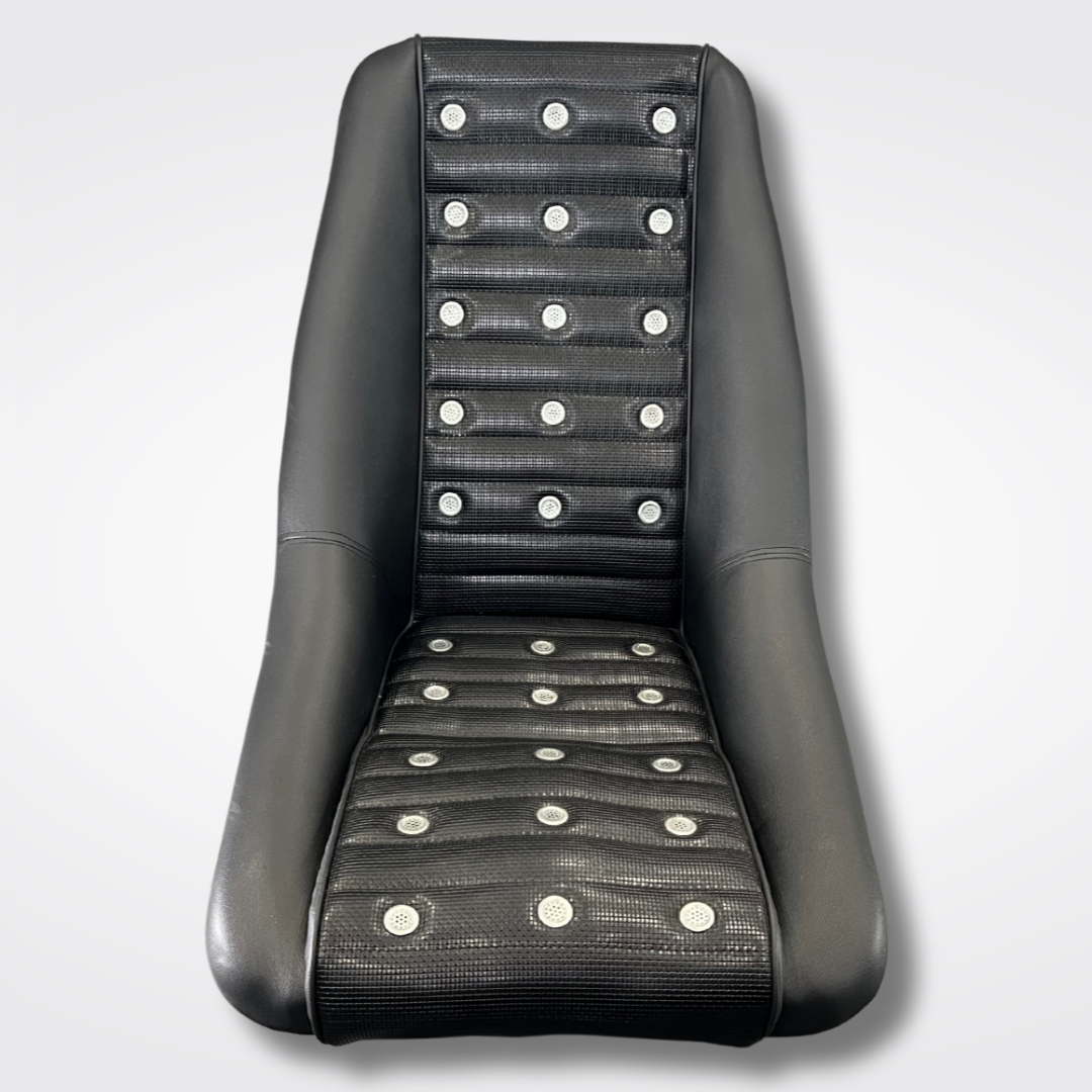 A Datsun sports bucket seat for a KGC10 Nissan Skyline 2000GT Hakosuka produced by MSpeed