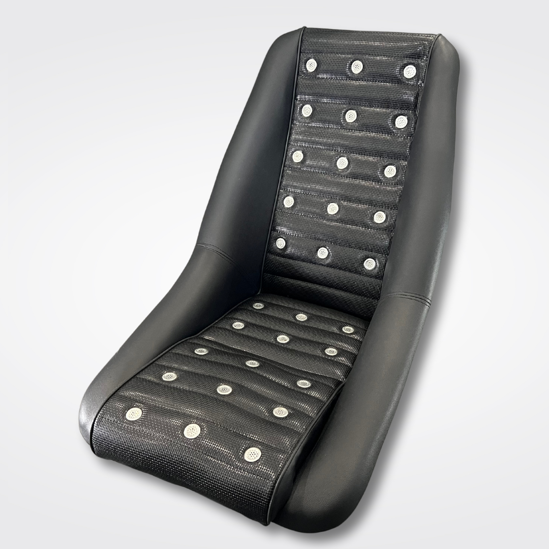 A Datsun sports bucket seat for a KGC10 Nissan Skyline 2000GT Hakosuka produced by MSpeed