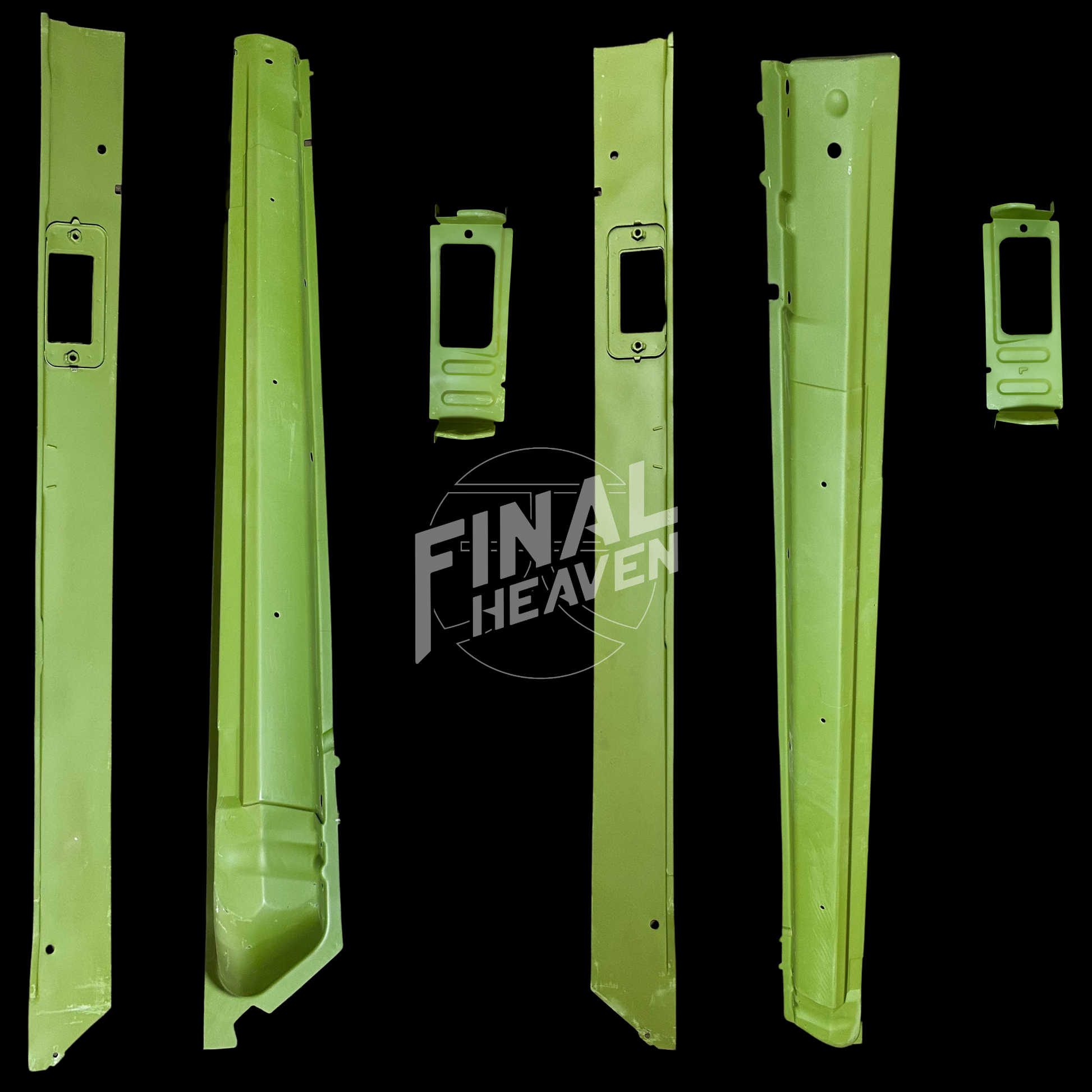A set of Inner, Reinforcement and Outer Rocker rust repair panels for 1976 and 1977 Toyota Celica Liftback produced by KF Vintage JDM