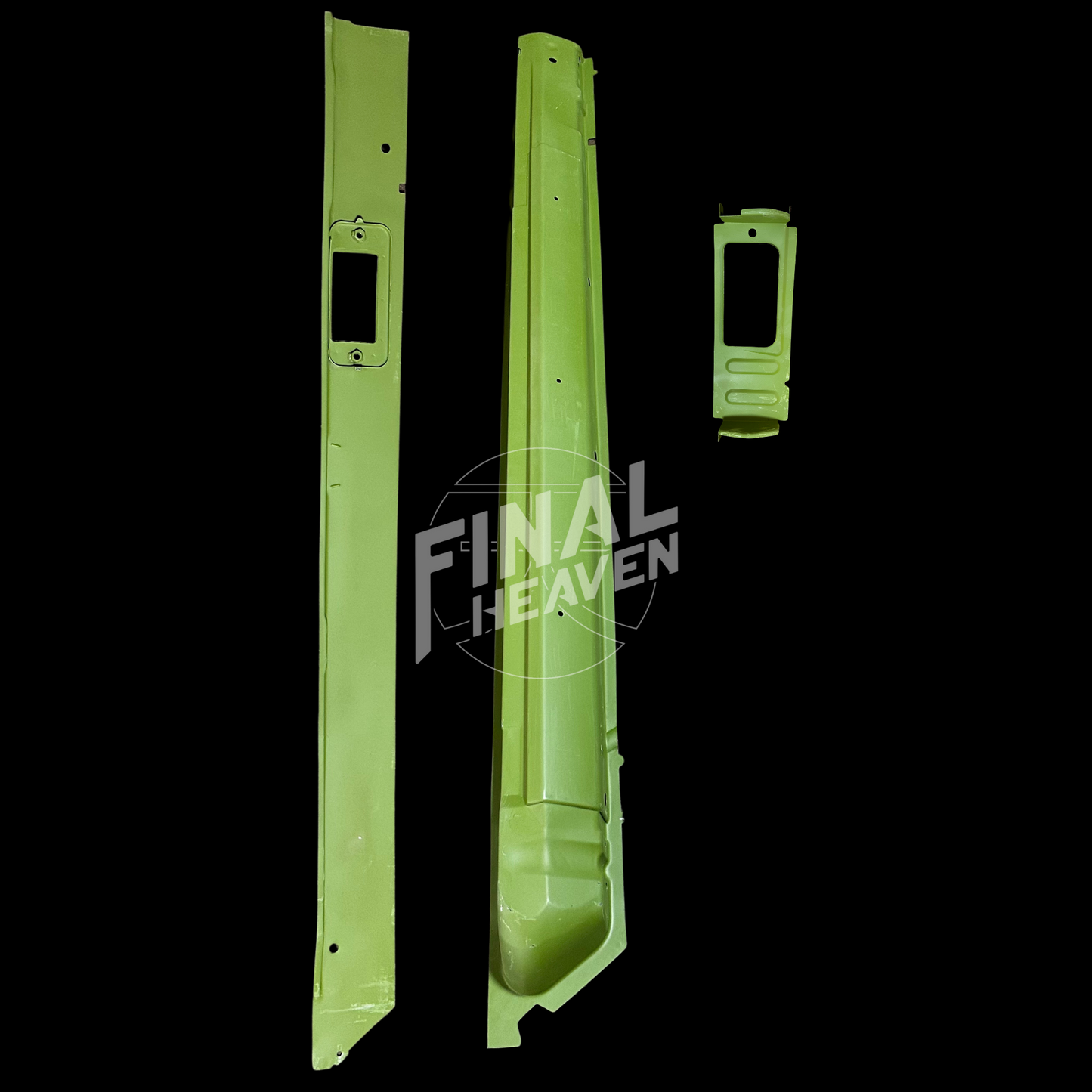 A set of Inner, Reinforcement and Outer Rocker rust repair panels for 1976 and 1977 Toyota Celica Liftback produced by KF Vintage JDM