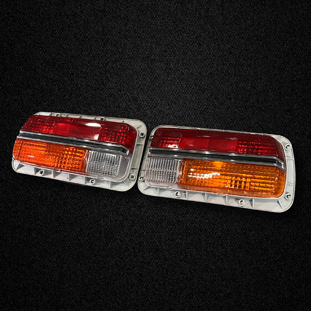 A set of half amber tail light units for a Datsun 240Z produced by MSpeed